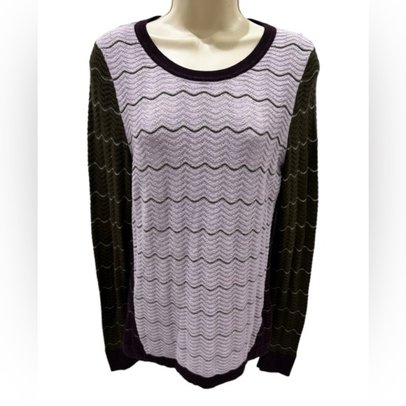 Etcetera Zig Zag Cashmere Blend Sweater Purple Green - Picture 1 of 6